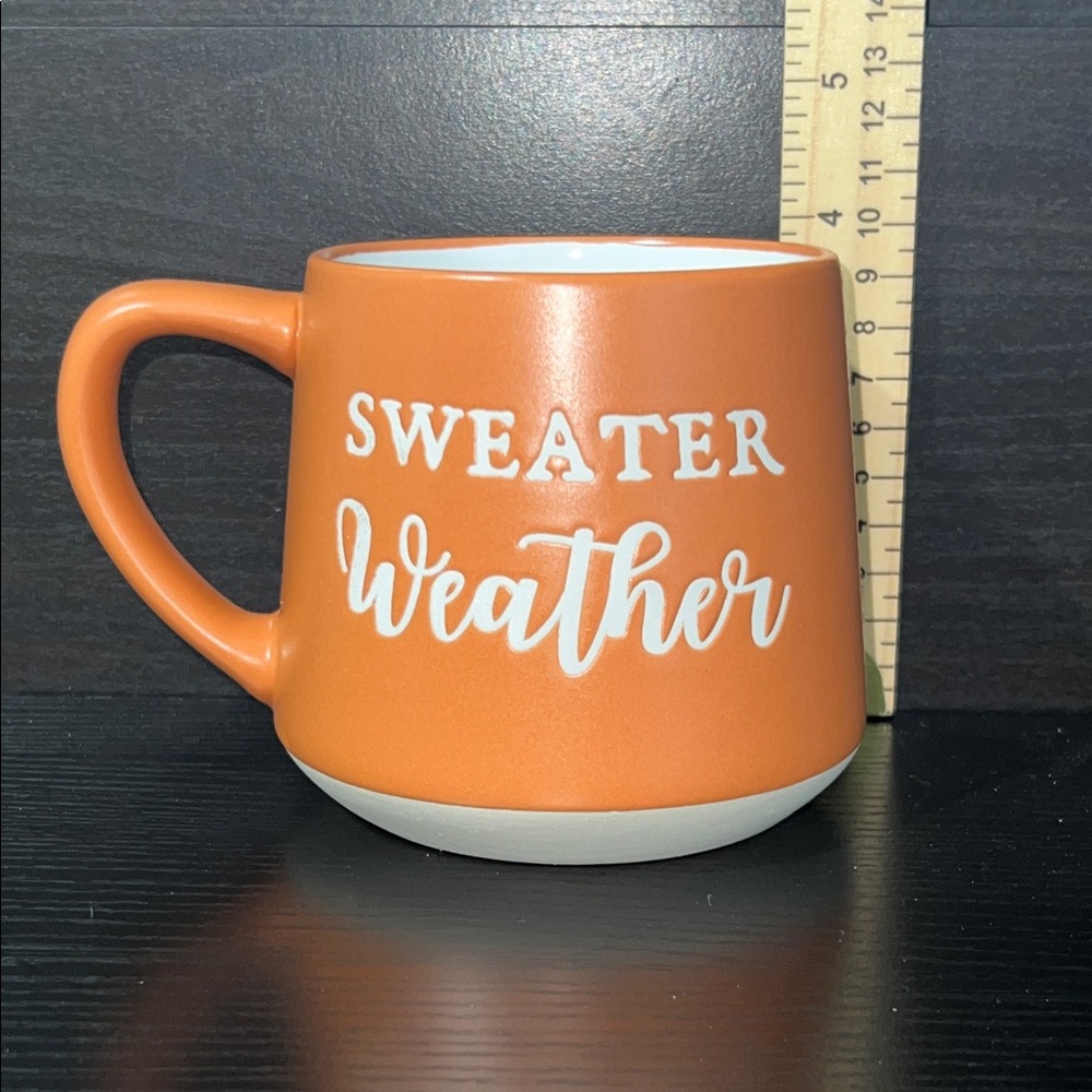 Sweater Weather Orange Fall Coffee Mug Ceramic Autumn Cup Cozy Vibes